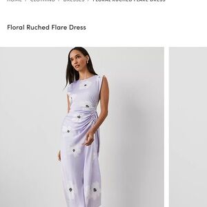 Ann Taylor Purple Ruched Flared Maxi Dress